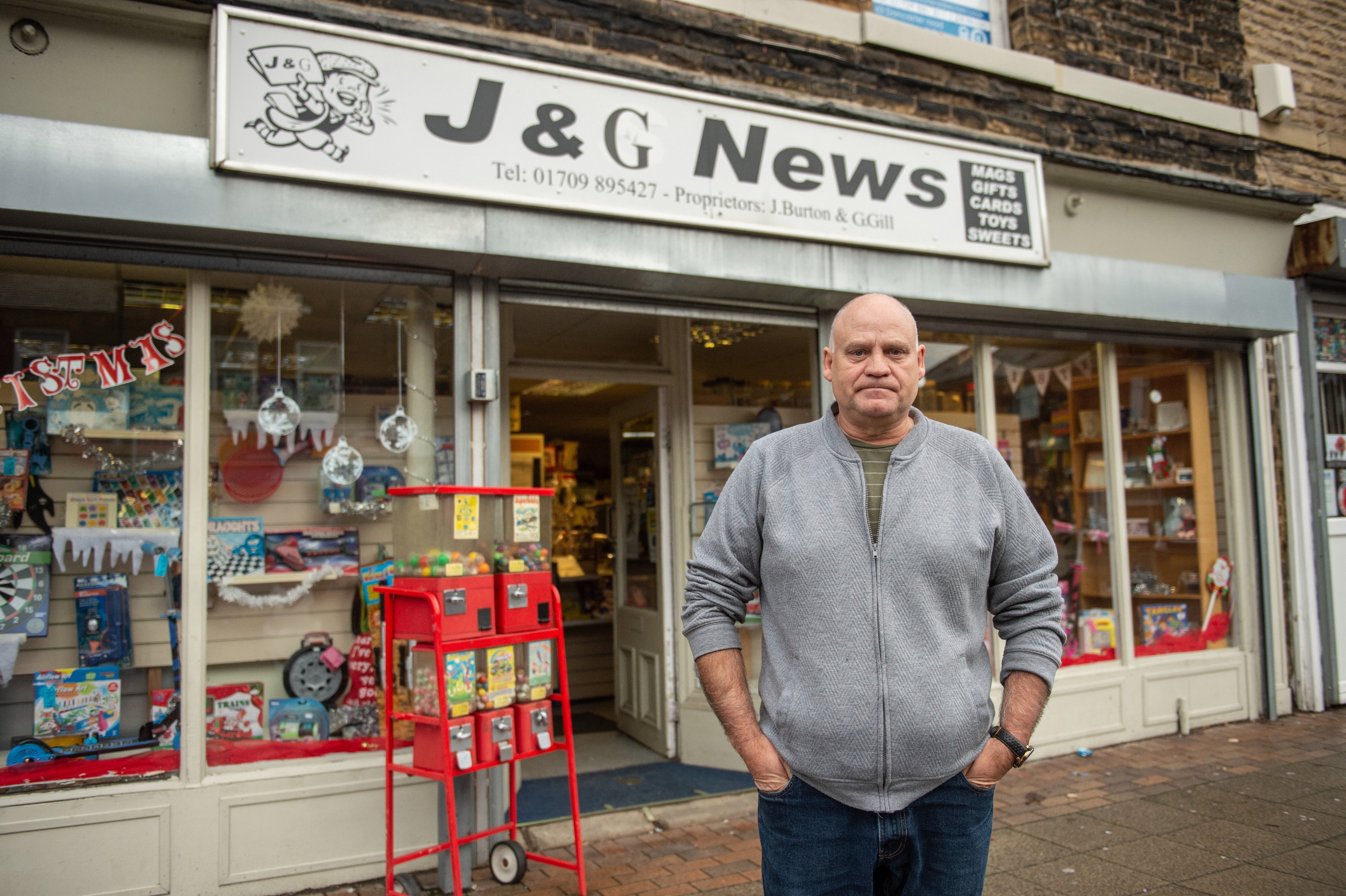  Former miner Graham Gill, 61, who runs Goldthorpe’s J&G News convenience store, says: 'It used to be bustling around here but look at it now — a ghost town'