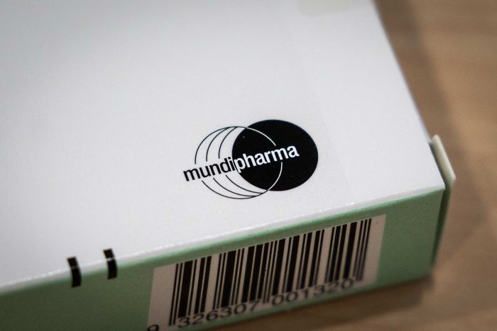Medication 3 A Mundipharma logo on a medicine box