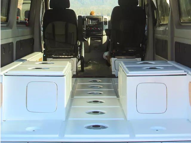 Table bases and D-ring tie-downs on the floor panels allows items to stay securely in place. Table bases and D-ring tie-downs on the floor panels allows items to stay securely in place.