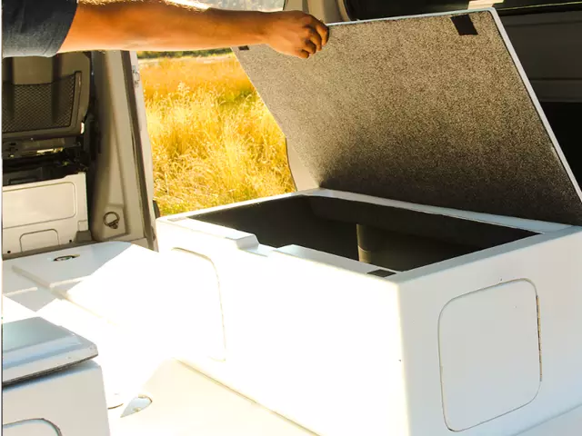 The cubes can be configured to sleep up to four people. There are also multiple storage and countertop options. The cubes can be configured to sleep up to four people. There are also multiple storage and countertop options.