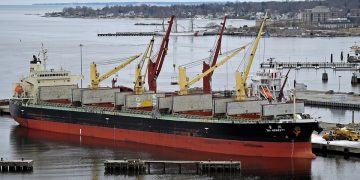 The Day – Busy cargo day at State Pier