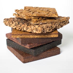 Samples of Orb, a building material made from food or agricultural waste.