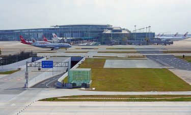 View of Shanghai Pudong International Airport airfield