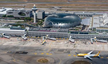 View of Singapore Changi Airport airfield and terminal