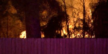 Firefighters battle stubborn warehouse fire in northeast Houston.