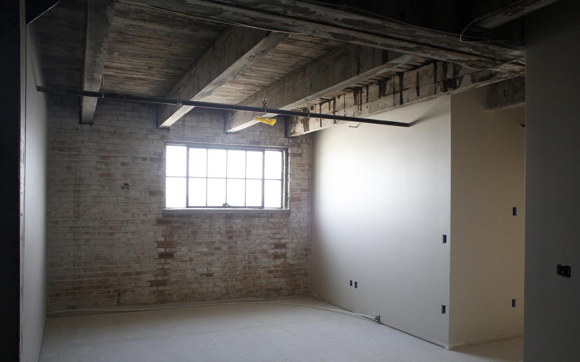 Original windows were refurbished in the Moorhead Storage and Transfer Company Warehouse on Center Avenue, Moorhead. 
Michael Vosburg / Forum Photo Editor 