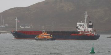 Drifting cargo ship rescued in Oban Bay