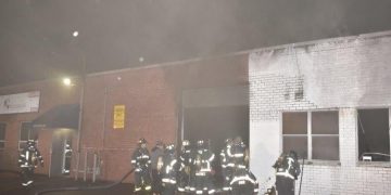 Heavy Smoke Shoots Out Of Hicksville Warehouse During Fire