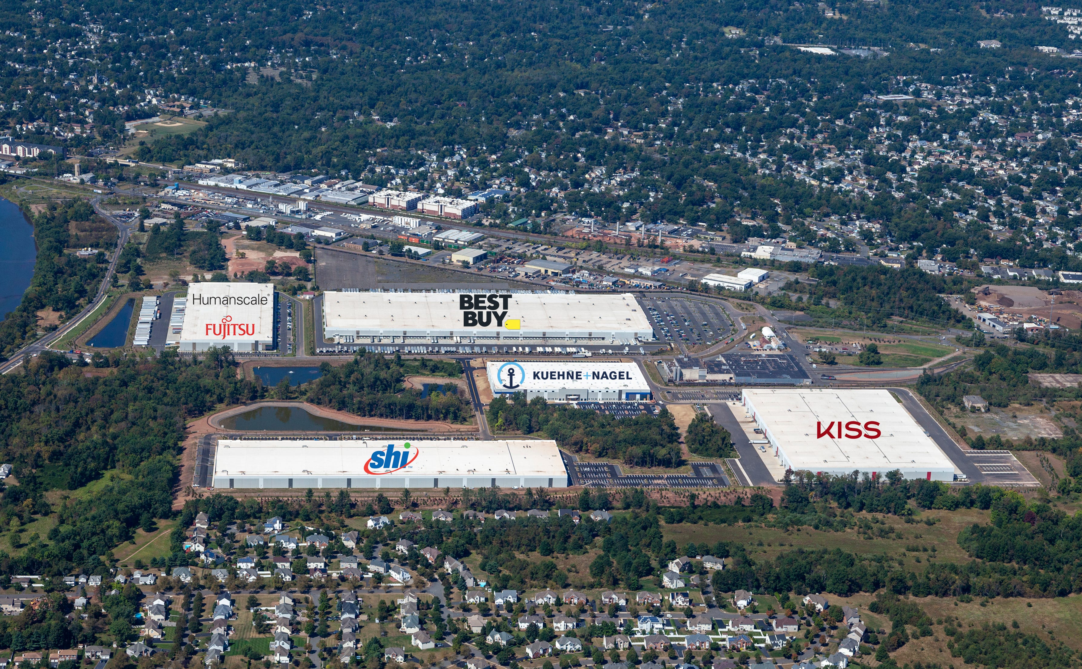 An aerial view of the Rockefeller Logistics Center on the former Union Carbide site in Piscataway. The company is proposing another warehouse of the Middlesex Borough portion of the Union Carbide site.