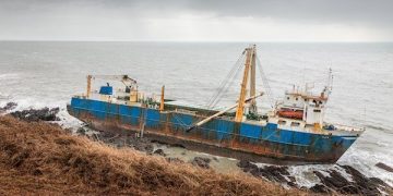 The ghost cargo ship which lies on the rocks in Ballycotton