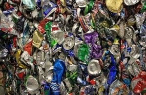 Crushed aluminum cans at the Curbside Management facility in north Asheville