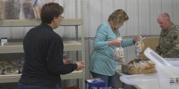 The first school food pantry at the Douglas School Warehouse