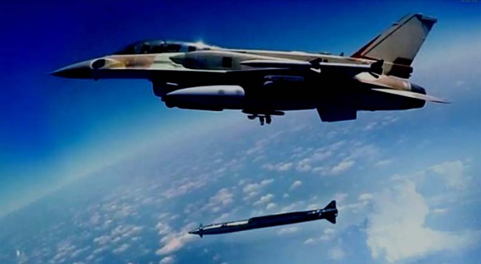 Israeli warplane shooting a rocket