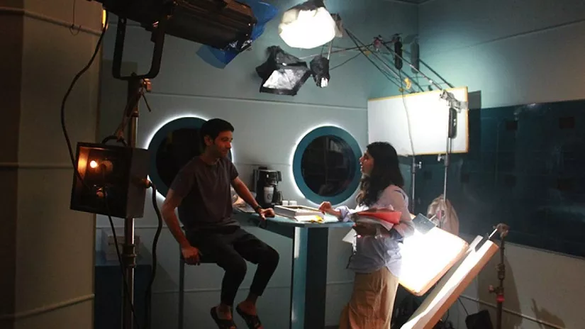 Vikrant Massey and Arati Kadav on the sets of Cargo. Twitter