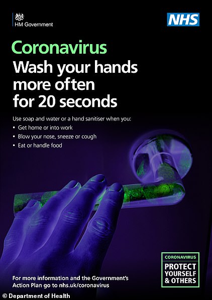 The ad campaign warns that the coronavirus virus can live on hard surfaces for hours