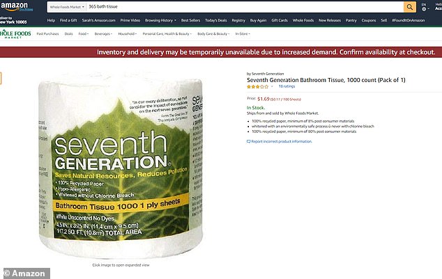 Warnings were displayed on a number of product which appeared to be totally out of stock