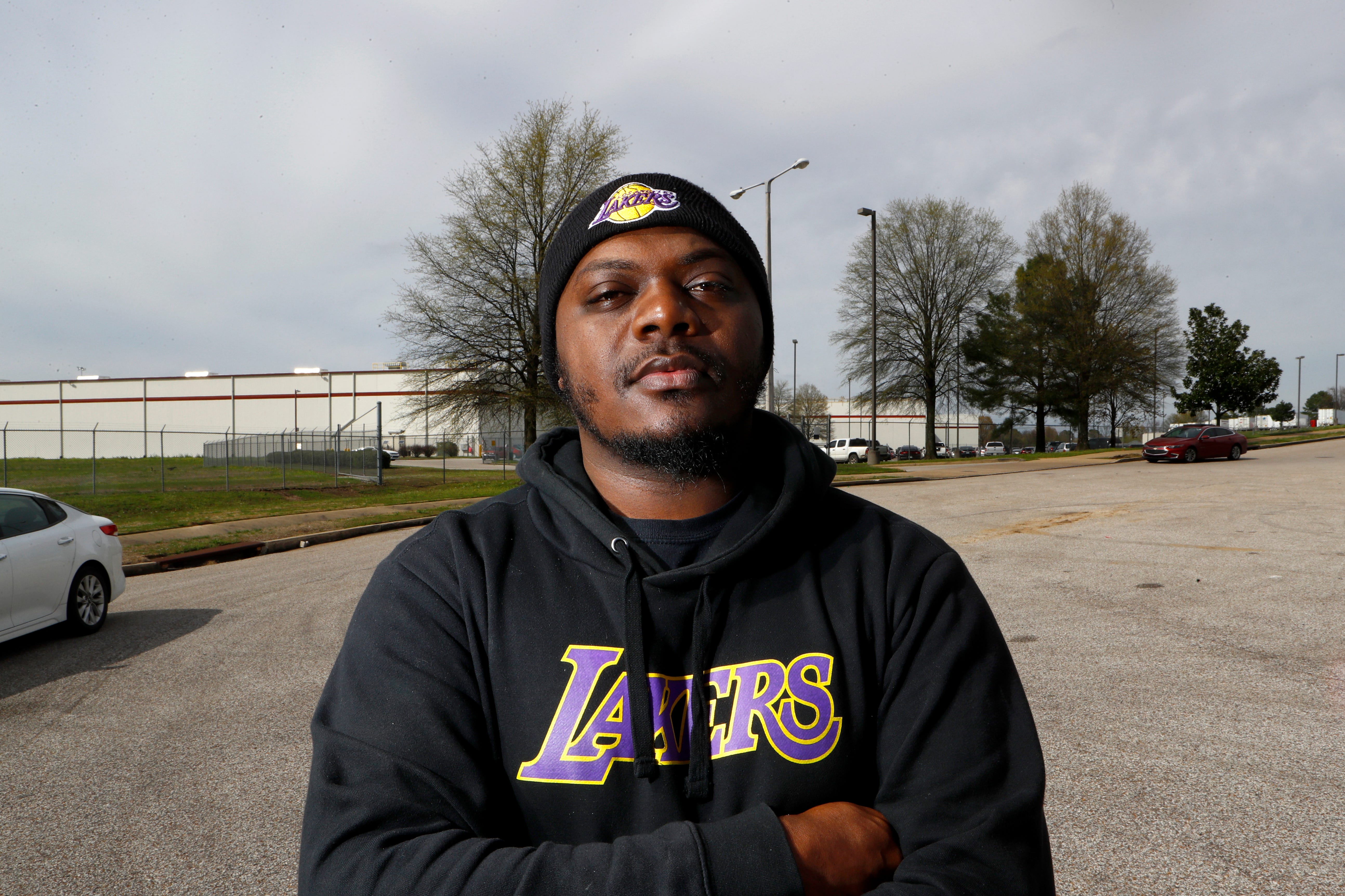 Maurice Wiggins stands outside of the Kroger warehouse supply store before his shift on Monday, March 23, 2020. Workers there are on mandatory overtime, working seven days a week for as much as 16 hour shifts to feed the Mid-South supply chain of grocers.