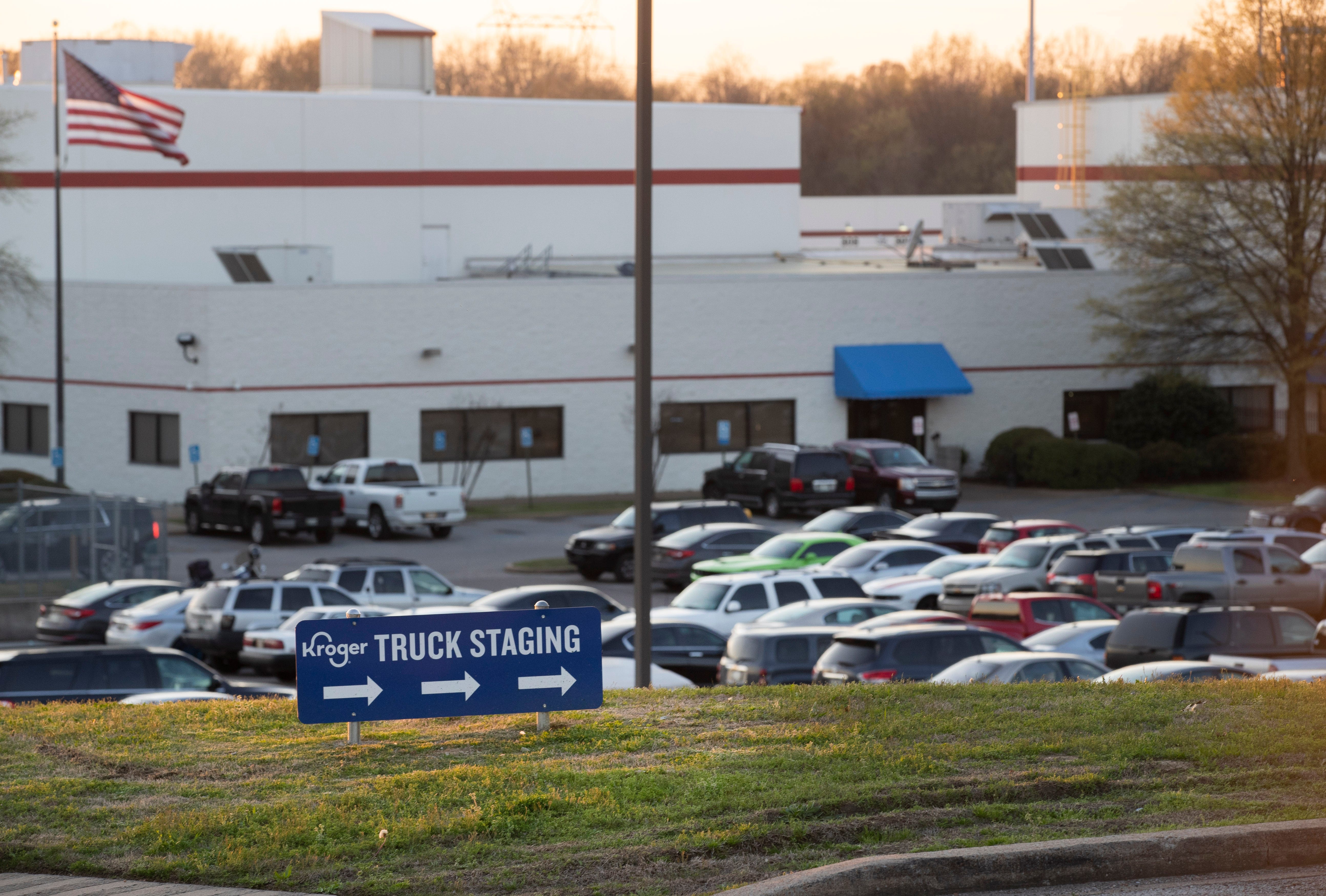 Kroger supply warehouse Thursday where a worker has tested positive for COVID-19.