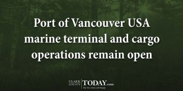 Port of Vancouver USA marine terminal and cargo operations remain open