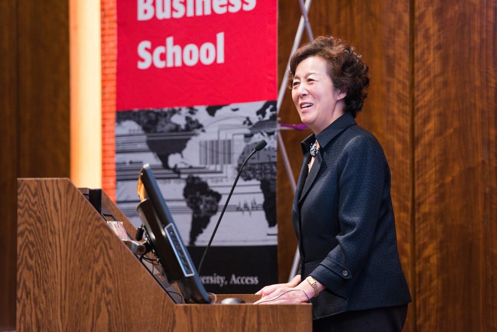 <p>Lei Lei, dean of the Rutgers Business School, said the Ivy Exec ranks institutions based on survey responses, program data and other major rankings.</p>