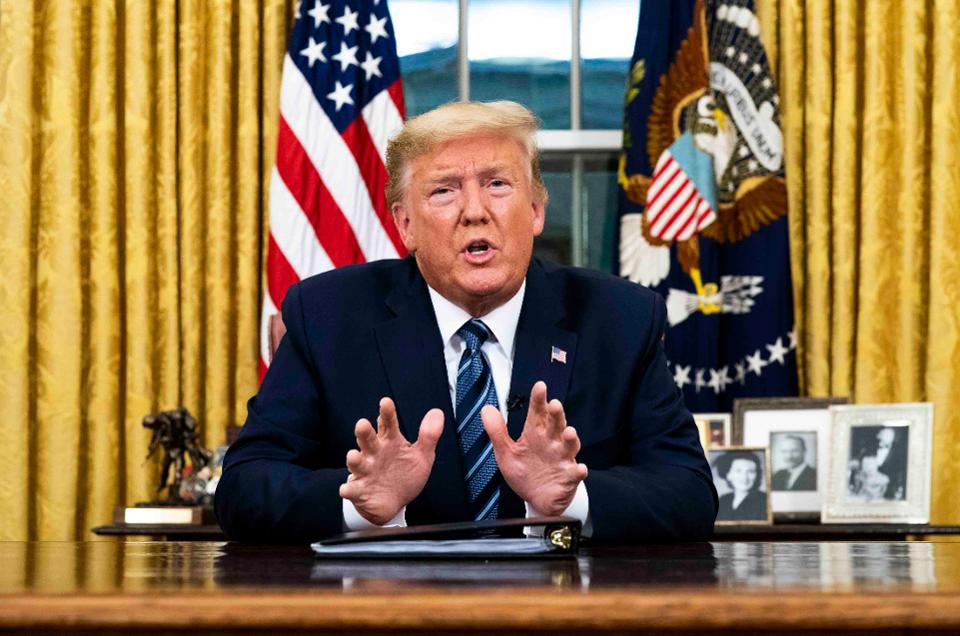 President Trump spoke from the Oval Office about the coronavirus, a European travel ban and, confusingly, about the impact on trade.