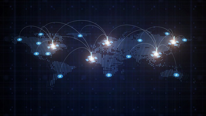 a map of the world done in lights