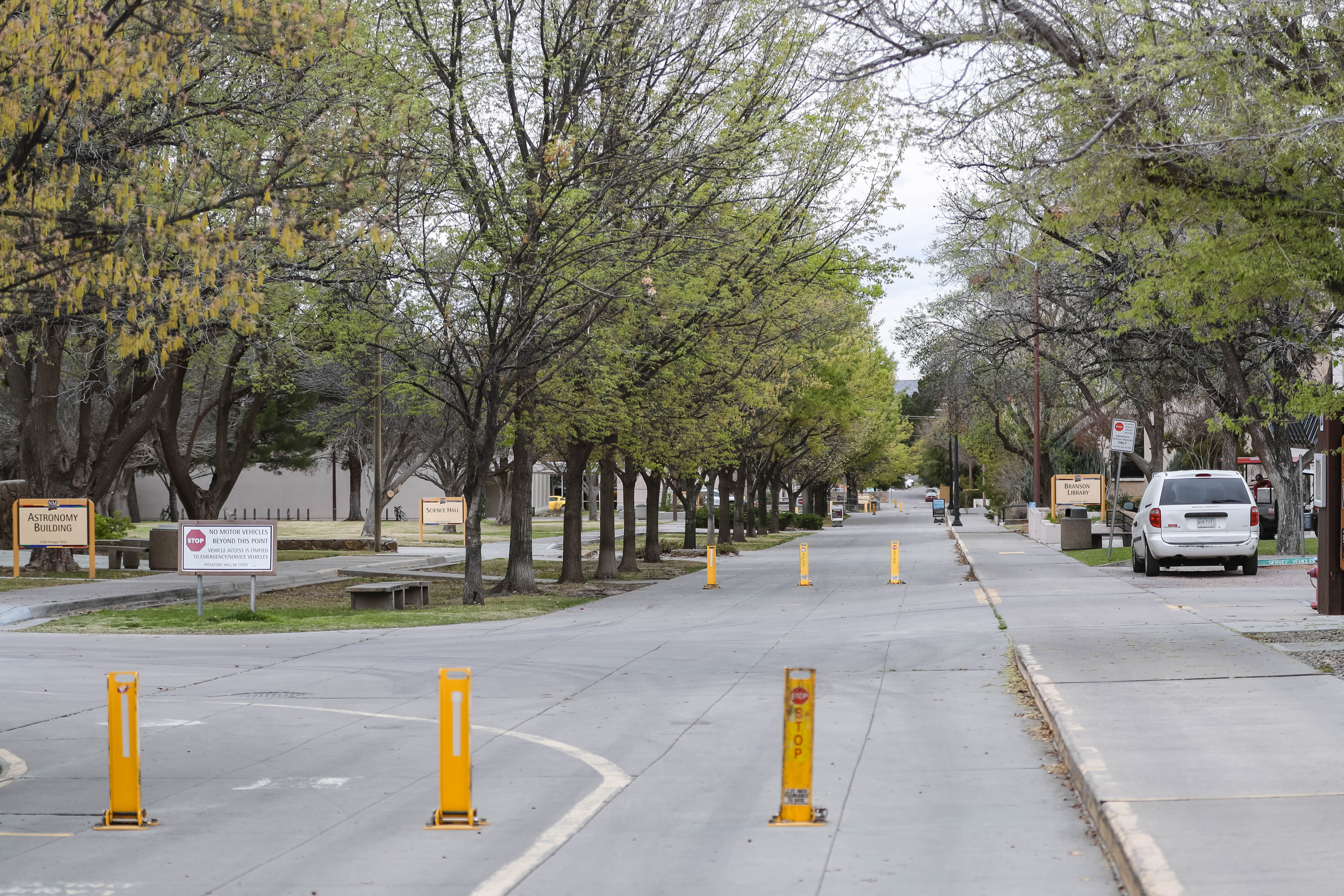 New Mexico State University's Las Cruces campus sits mostly empty on Thursday, March 26, 2020.